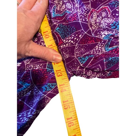 Miss Euro Style Free Size Purple Boho Elastic Waist Pants Vibrant Abstract Print - Picture 5 of 7